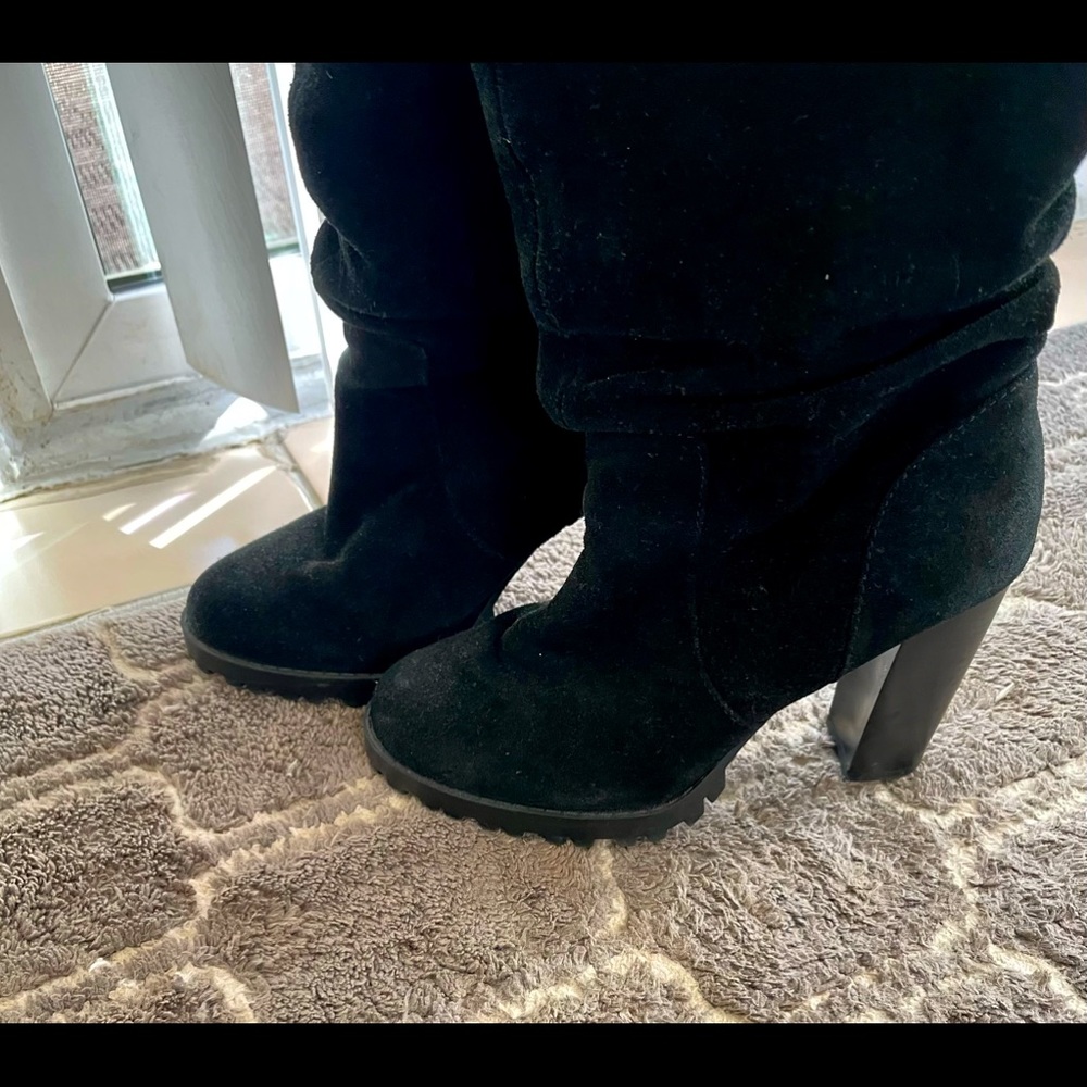 Aldo  Knee length black velvet hooker Boots - Picture 13 of 16